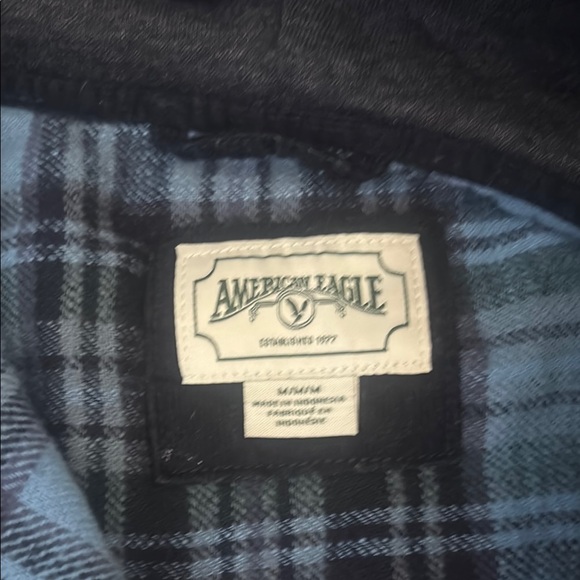 Blue and Black Plaid Hooded Shirt - Picture 2 of 7